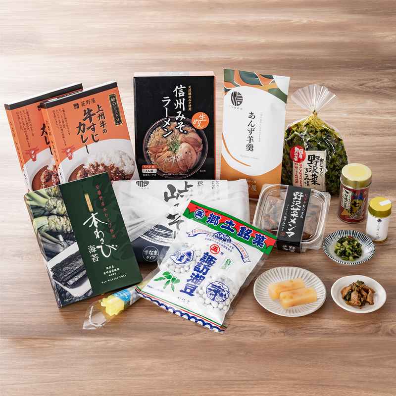 【送料込】ギフトセット お蕎麦にカレー、ラーメンと羊羹 - 日持ちするお食事とおつまみは誰もが好きな商品がたっぷり