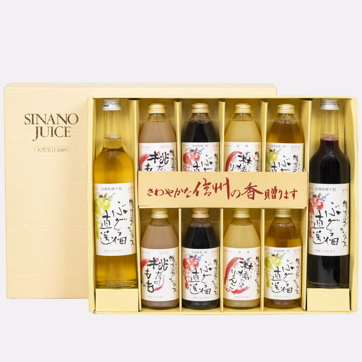 【送料込】信濃ワイン 果汁100%ジュース詰め合わせ10本セット | 信州産ぶどう・りんご・もも