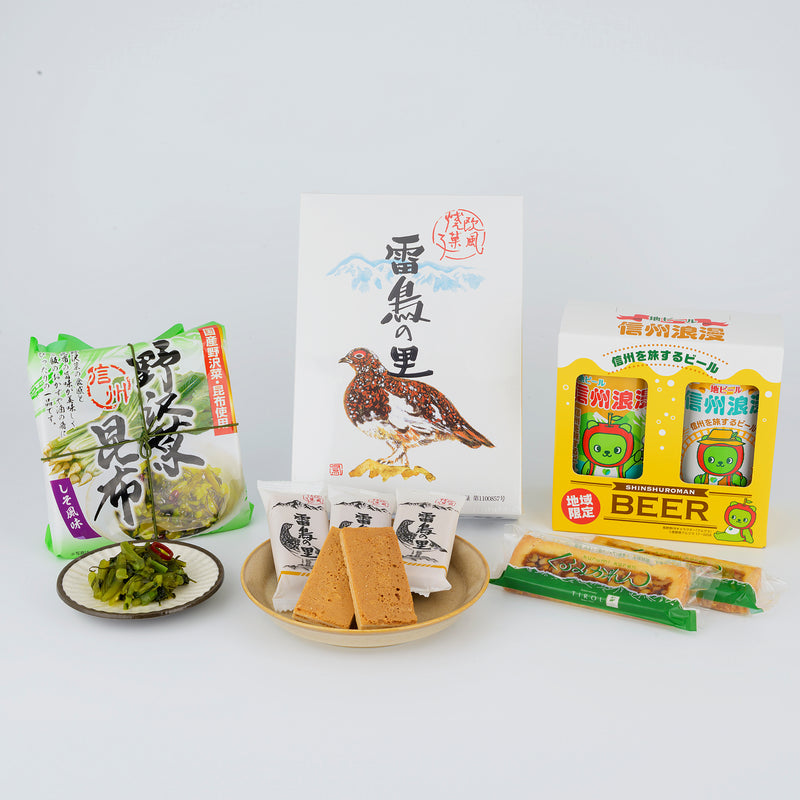 【帰省ギフト】手ぶらで楽ちん！あのアルクマ缶ビールも入った、信州の味5種詰め合わせ｜おぎのや